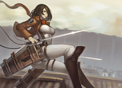 35072 - boots brown_eyes brunette desktop jacket mikasa_ackerman scarf